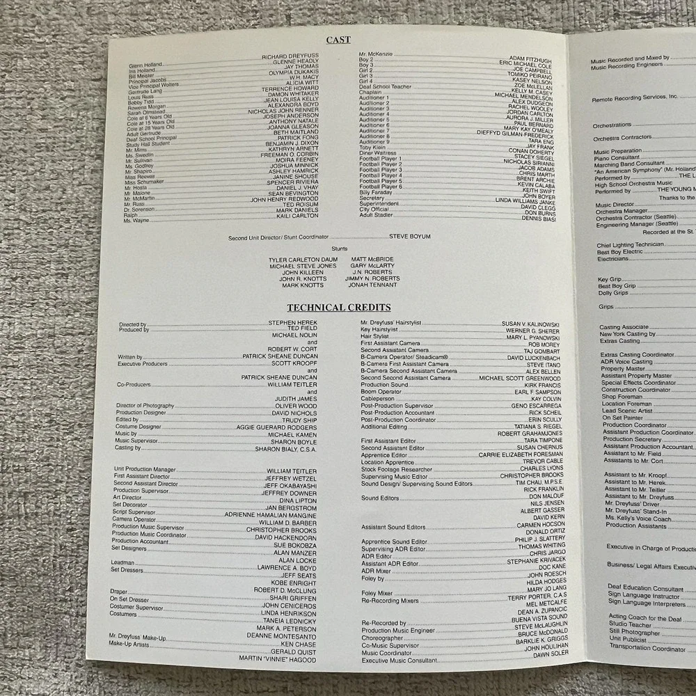 Mr. Holland's Opus (1995) Movie Press Kit / Program Booklet‎ – Richard Dreyfuss